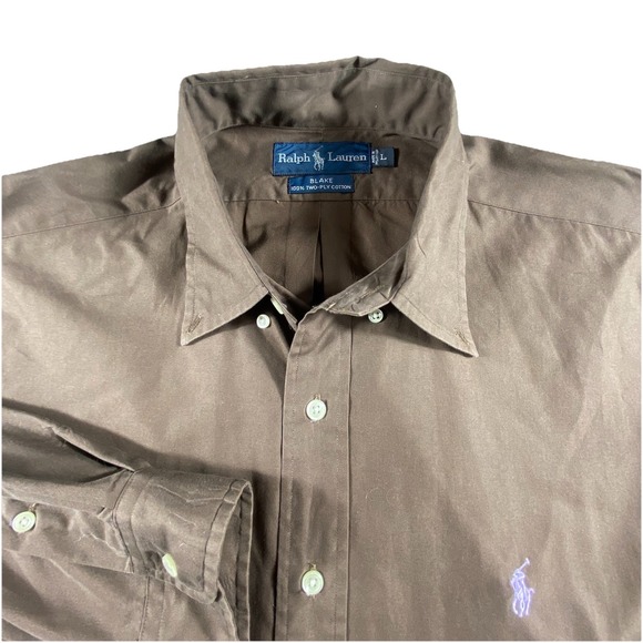 Polo Ralph Lauren Men's Large Button Down Shirt Blake Soft Cotton Brown Classic - Picture 1 of 8